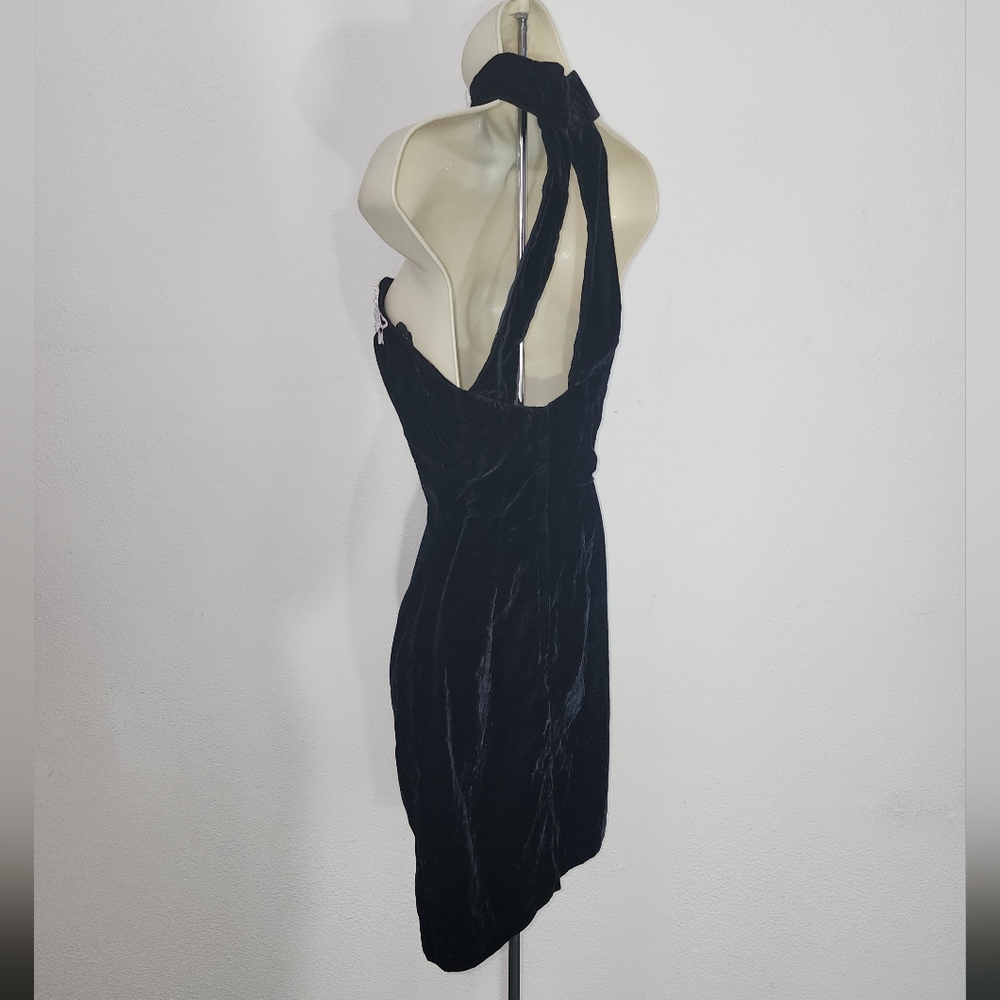 Scott McClintock Dress Vintage Velvet Faux Pearl And Lace Choker Black Size 4 - Picture 9 of 14
